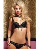 Hanging floral lace lame bra, push up sling and panty black sm