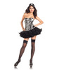 3 pc wicked nurse corset, petti-skirt and hat black m/l