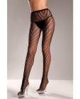 Designed Chevron Pattern Lycra Lace Pantyhose Black QN