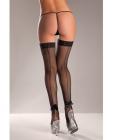 Lycra Stay Up Fishnet Thigh High's w/Back Bow Black O/S