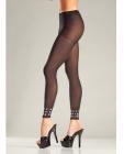 Opaque Footless Tights w/Studded Cuffs Black O/S