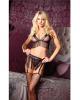 Faux leather and mesh w/fringe bra and panty set black lg
