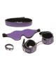 Xplay purple pleasure four piece set w/mask, collar, writs cuffs, and ring - purple