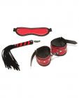 Xplay red passion three piece set w/mask, whip and writs cuffs - red