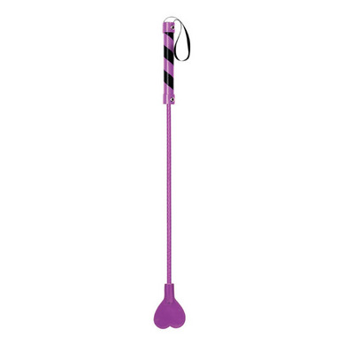 Shots Toys - Ouch! PVC Heart Crop Purple with White Stripe and Purple String