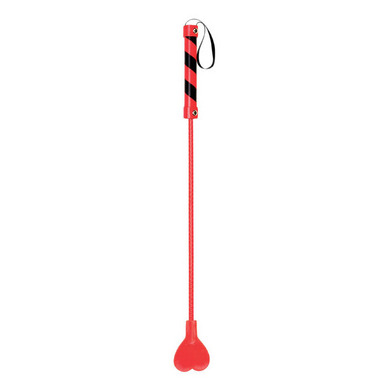 Shots Toys - Ouch! PVC Heart Crop Red with Black Stripe and Black String