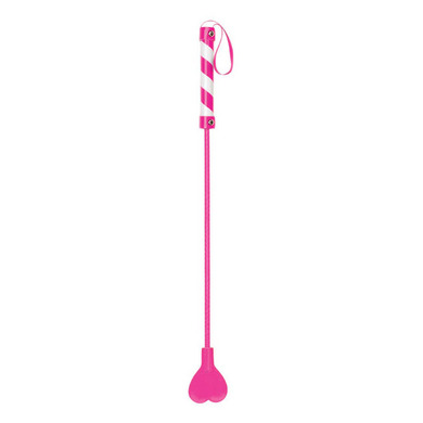 Shots Toys - Ouch! PVC Heart Crop Pink with White Stripe and Pink String