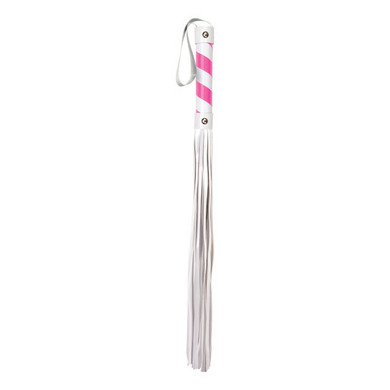 Shots Toys - Ouch! Whip PVC White with Pink Stripe and Pink String