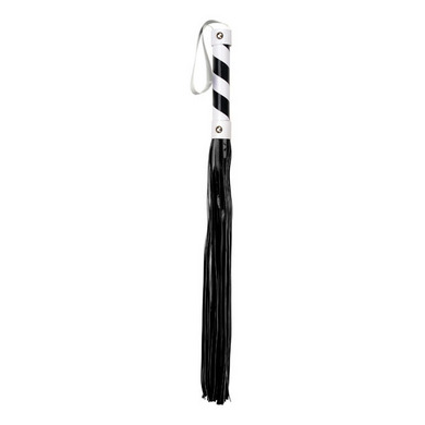 Shots Toys - Ouch! Whip PVC Black with White Stripe and White String