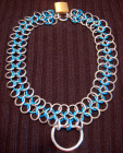 Good slave Collar chainmail 12in turquoise/silver