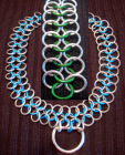 Good slave Collar chainmail 20in green/silver
