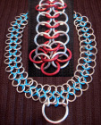 Good slave Collar chainmail 20in red/silver