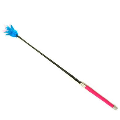 Strict Discipline Bondage Pink and Blue Feather Fantasy Crop Whip 26 Inches