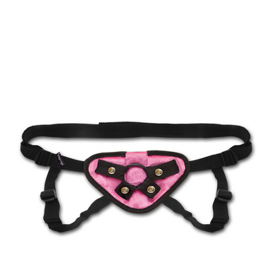 Lux Fetish Velvet Strap On Harness Pink O/S Sex Toy Product