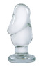 Helmet Head, Large Glass Butt Plug, Clear 4"
