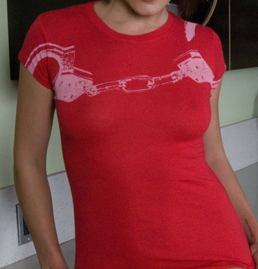 Womens Red Stockroom Handcuff Tshirt 