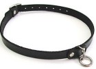 Leather Choker w/ O Ring, Black, Large