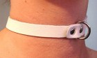 Leather Choker w/ O Ring, White, Small