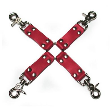 KinkLab Bondage Basics Leather Hogtie, Red