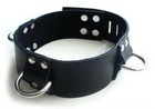 3 D-Ring Locking Leather Collar, Black, X-Large