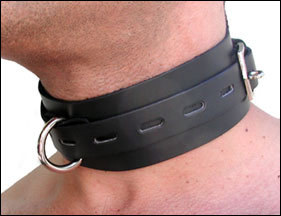 Black Buckling Leather Collar, Medium