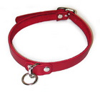 Leather Choker w/ O Ring, Red, Medium