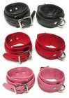 Premium Garment Leather Ankle Cuffs, Red, M/L