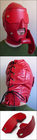 Red Slave Hood w Snap-On Leather Gag and Blondfold, M/L