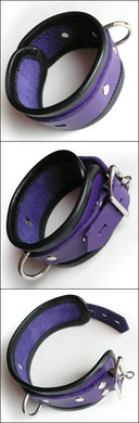 Locking Ankle Cuffs - Purple Leather w/ Black Trim
