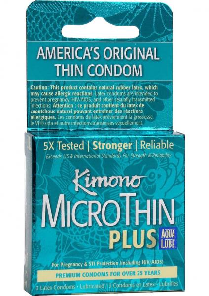 Kimono Micro Thin Condom with Aqua Lube 3 Pack Sex Toy Product