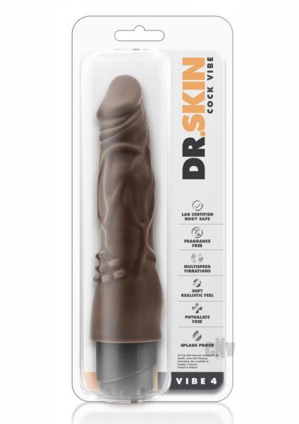 Dr Skin Cock Vibe 4 Chocolate Brown Vibrating Dildo Sex Toy Product