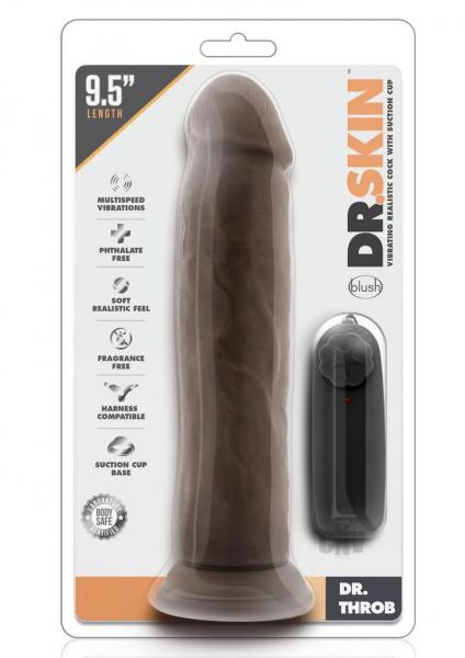 Dr Skin Dr Throb 9.5 inches Vibrating Cock Suction Cup Brown Sex Toy Product