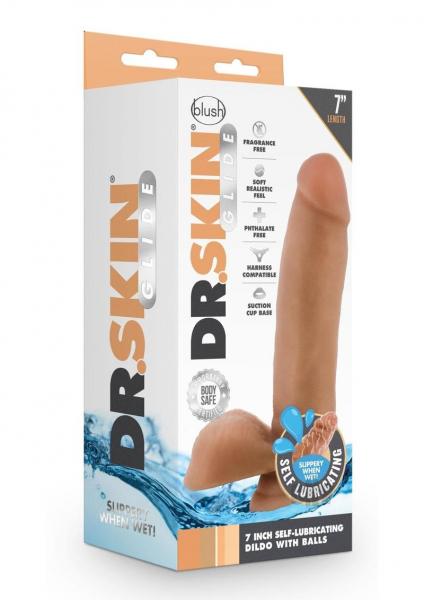 Dr Skin Glide Dildo W/balls 7 Caramel Sex Toy Product