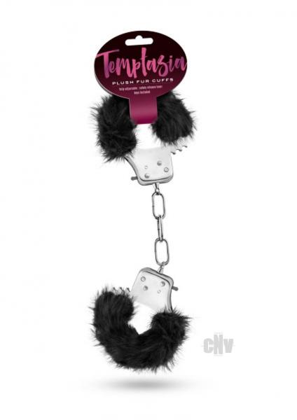 Temptasia Plush Fur Cuffs Black Handcuffs Sex Toy Product