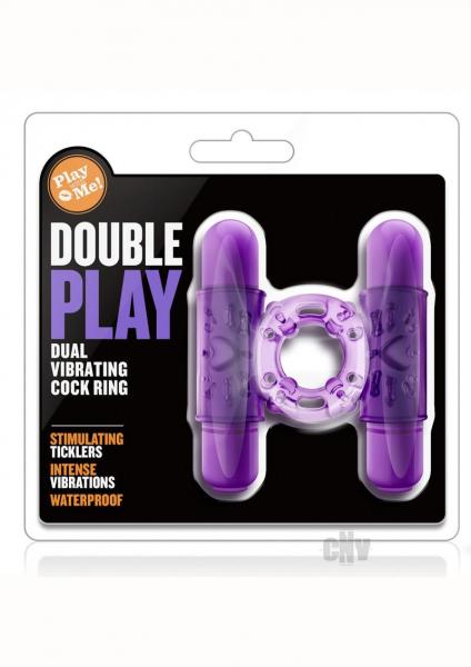 Double Play Dual Vibrating Cock Ring Purple Sex Toy Product