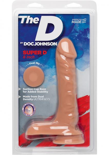 The D Super D 8 inches Dildo with Balls Vanilla Beige Sex Toy Product