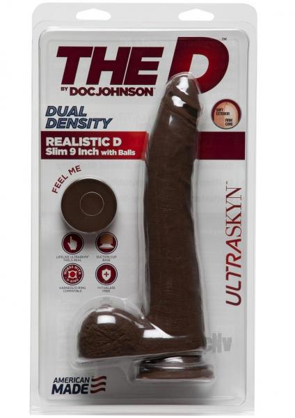 The Realistic D Slim W/balls 9 Chocolat Sex Toy Product