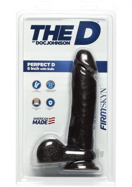The D The Perfect D 8 inches Dildo with Balls Brown Sex Toy Product