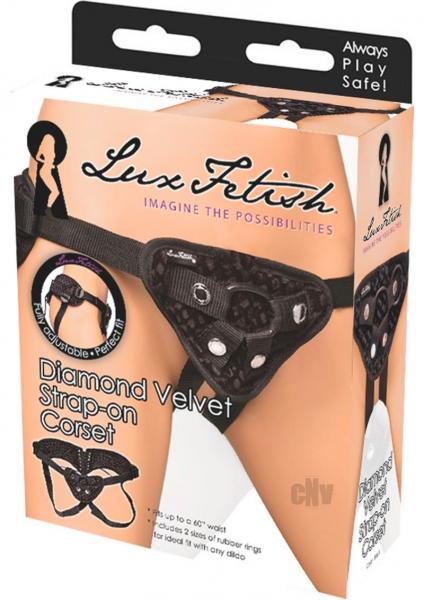 Lux Fetish Diamond Velvet Strap-On Corset Black O/S Sex Toy Product