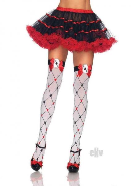 Woven Diamon Suit Thigh High O/s Wht/red Sex Toy Product