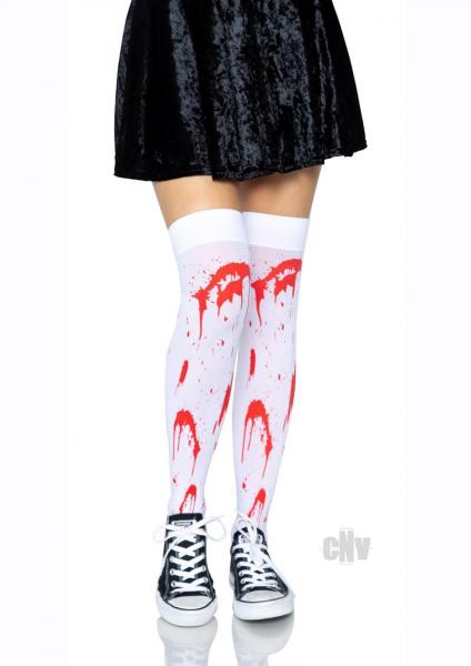Bloody Zombie Thigh Highs O/s White/red Sex Toy Product
