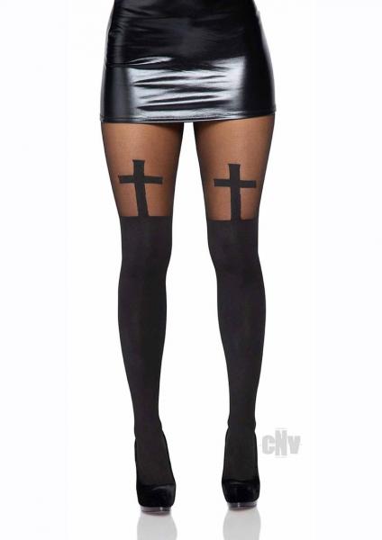 Spandex Cross Hose W/thigh Accent Os Blk Sex Toy Product