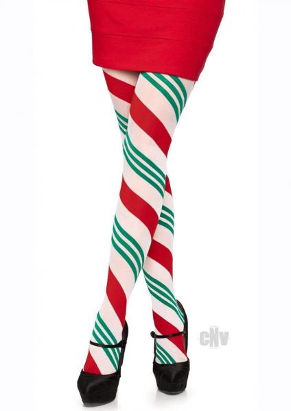Holiday Ribbon Stripe Tights Os Grn/red Sex Toy Product