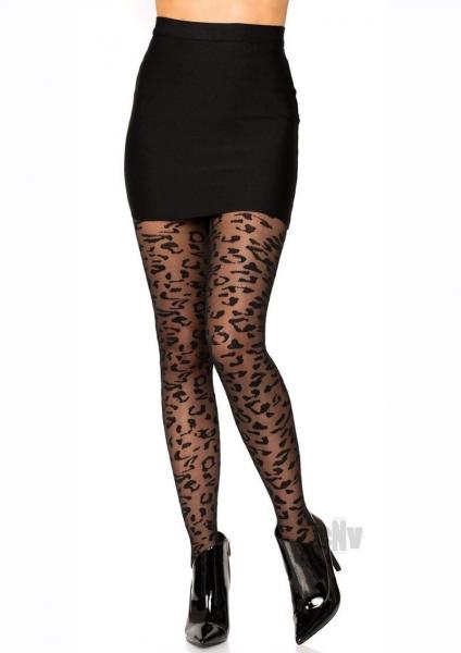Sheer Leopard Tights Os Black Sex Toy Product