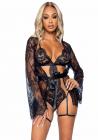 Eyelash Lace Garter Teddy 3pc Sm Blk Sex Toy Product
