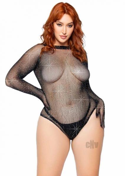 Rhineston Net Body Snap Crotch 1x/2x Blk Sex Toy Product