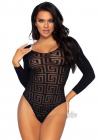 Mosaic Opaque Snap Crotch Suit Os Black Sex Toy Product