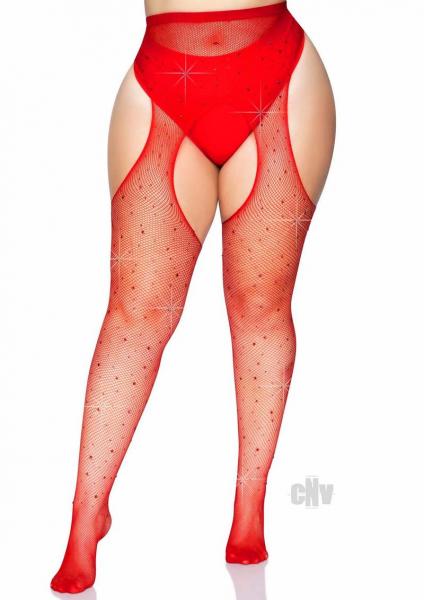 Crystalized Net Suspender Hose 1x/2x Red Sex Toy Product