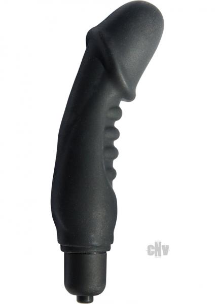 Silicone Ribbed Vibrating Penis Black Sex Toy Product