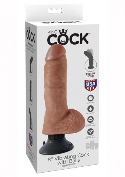 King Cock 8 inches Vibrating Dildo with Balls Tan Sex Toy Product